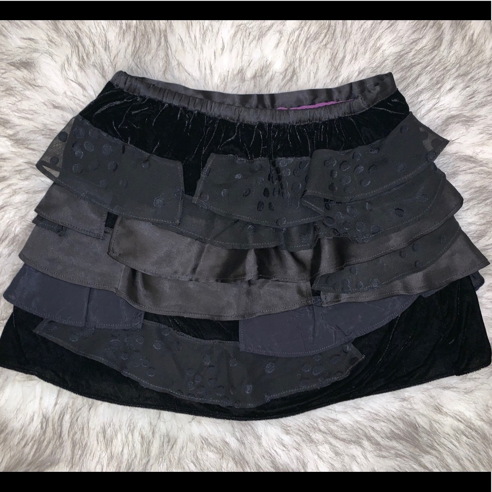 Girls special occasion layered velvet black skirt